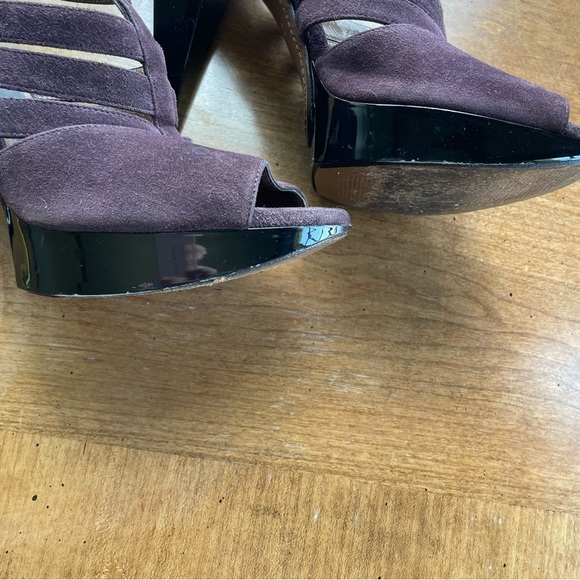 Marni Strappy Suede Purple Brown Platform Heels Peep Toe T-Strap size 40/US 10 - Picture 8 of 16